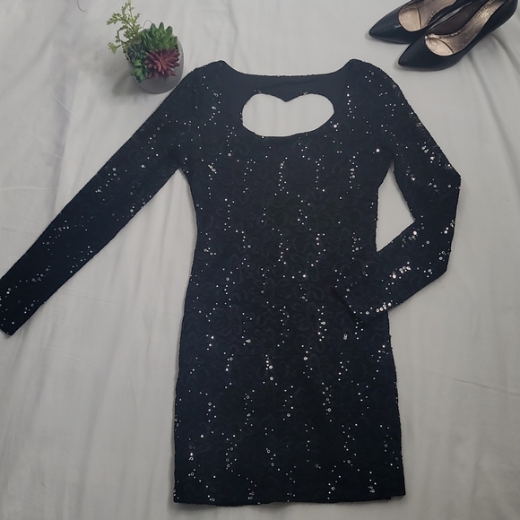 Ruby rox body con black sequined dress sz Med - Picture 4 of 13